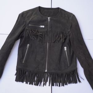 Women's TopShop Fringe Zip Up Jacket